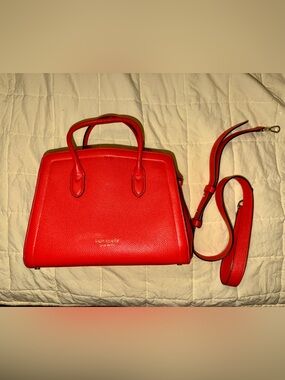 kate spade Bright Orange Pebbled Leather Satchel